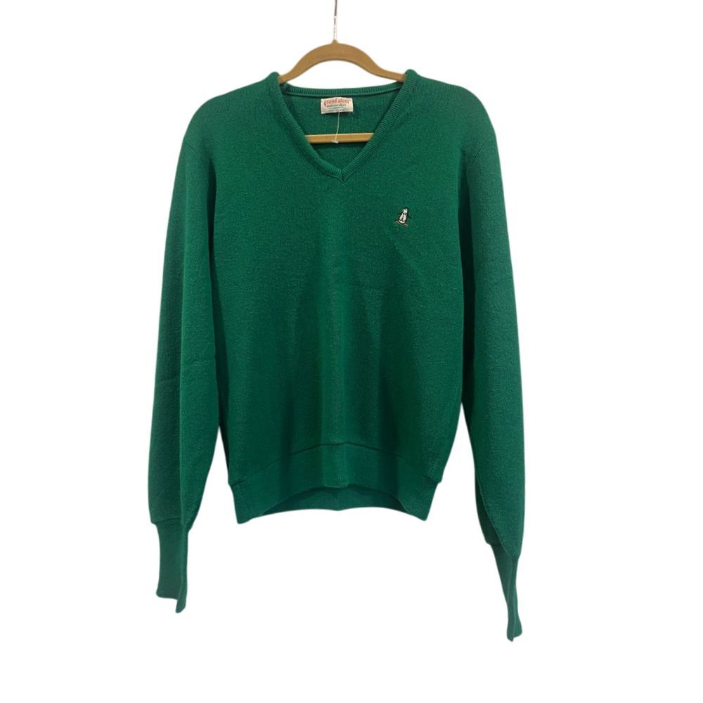Penguin Sweater VTG Grand Slam Munsingwear 70s 80 green  Cardigan Sweater M‎ USA